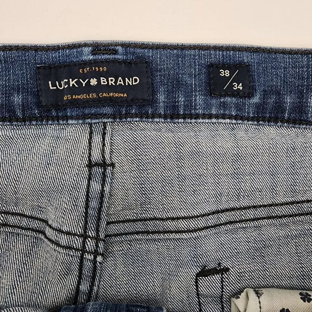 Lucky Brand 121 Slim Jeans Men's Size 38x34 Straight Leg Medium‎ Wash Blue Denim